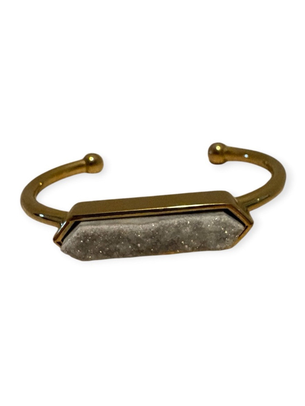 Kinsley Armelle Druzy Quartz Cuff Bracelet 18K gold ion-plated stainless steel